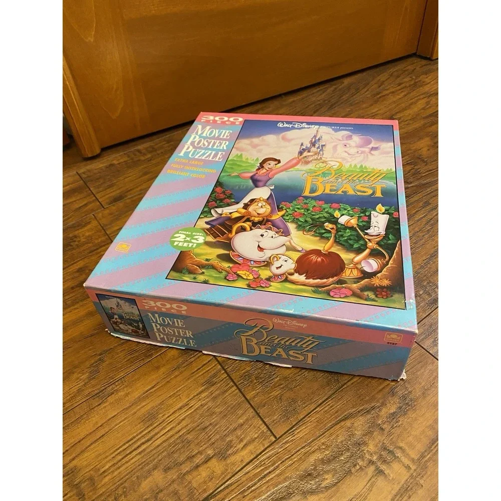 Vtg Walt Disney Beauty and the Beast 300 Piece Movie Poster Puzzle COMPLETE